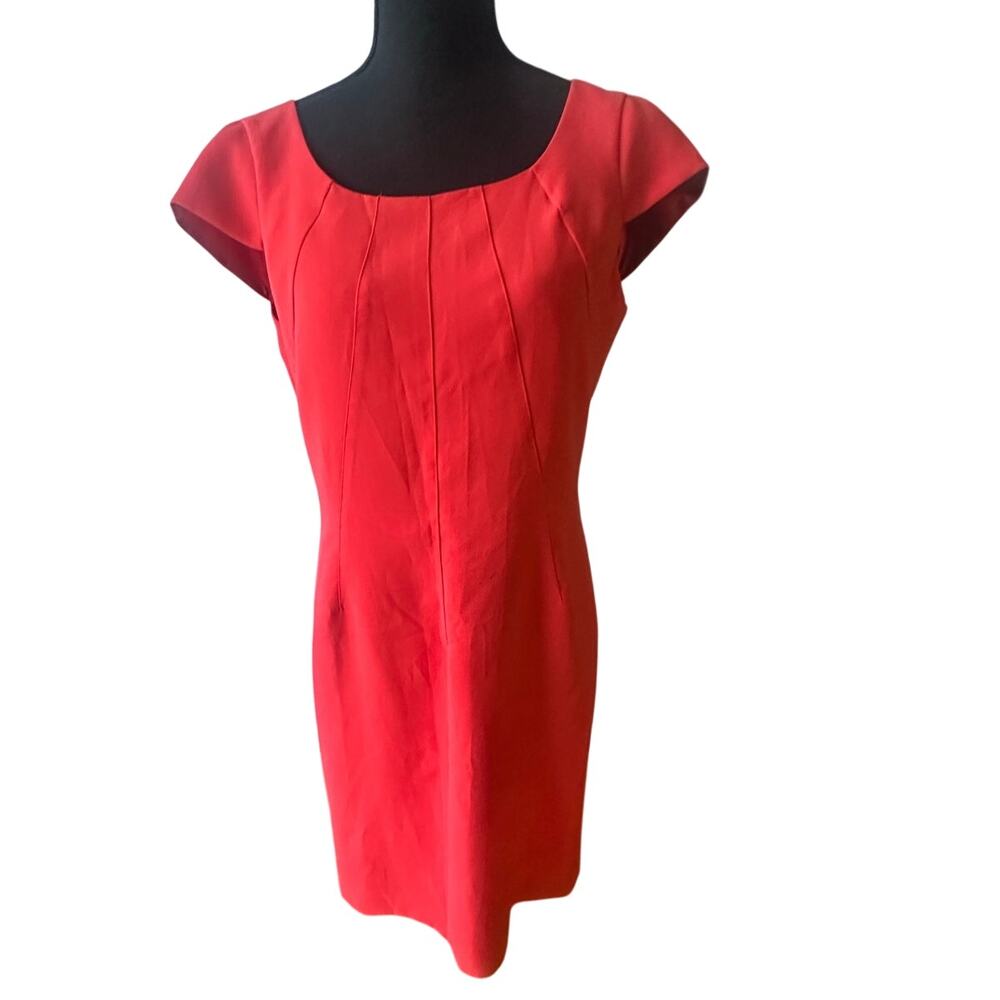 Tahari Red Sheath Dress Knee Length Classic Elegant Career Cocktail Size 8